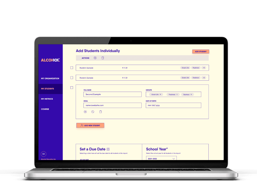 Admin dashboard for adding students individually